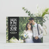 Moderne Typografie Banner Foto Nieuwjaar Feestdagenkaart (Staand voorkant)