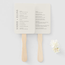 Moderne typografie Beige Elegant Trouwprogramma Handwaaier