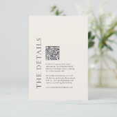 Moderne typografie Beige Elegante QR-code Trouwen Informatiekaartje (Staand voorkant)