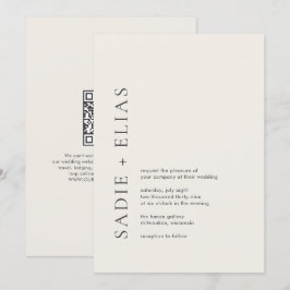 Moderne typografie Beige Elegante QR-code Trouwen Kaart
