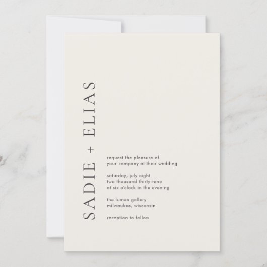 Moderne typografie Beige Elegante Trouw Kaart (Voorkant)