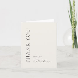 Moderne typografie Beige Elegante Trouwdag Bedankkaart