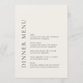 Moderne typografie Beige Elegante Trouwdag Menu