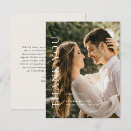 Moderne typografie Beige Elegante trouwfoto Bedankkaart