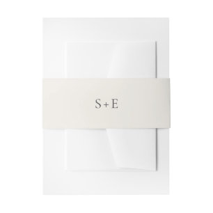 Moderne typografie Beige monogram Elegante trouw Uitnodigingen Wikkel