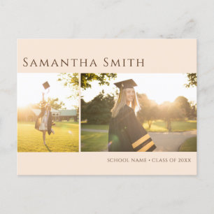Moderne Typografie Beige Simple 2 Photo Afstuderen Uitnodiging Briefkaart