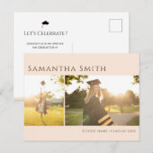 Moderne Typografie Beige Simple 2 Photo Afstuderen Uitnodiging Briefkaart (Voorkant / Achterkant)