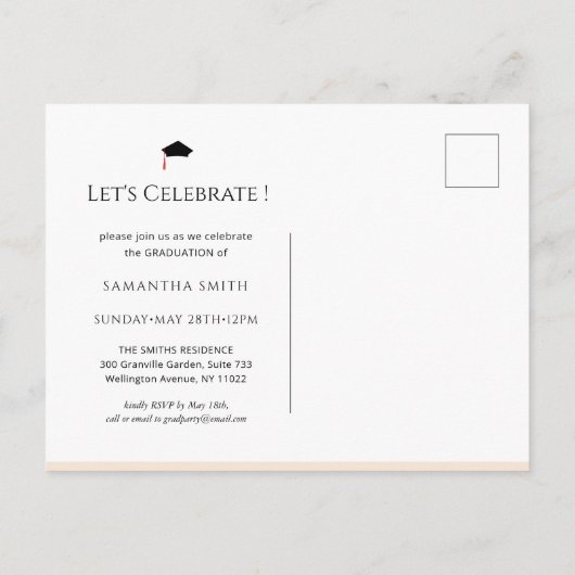 Moderne Typografie Beige Simple 2 Photo Afstuderen Uitnodiging Briefkaart (Achterkant)