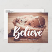 Moderne typografie Believe Vakantie foto Briefkaart (Voorkant / Achterkant)