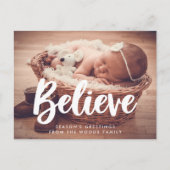 Moderne typografie Believe Vakantie foto Briefkaart (Voorkant)
