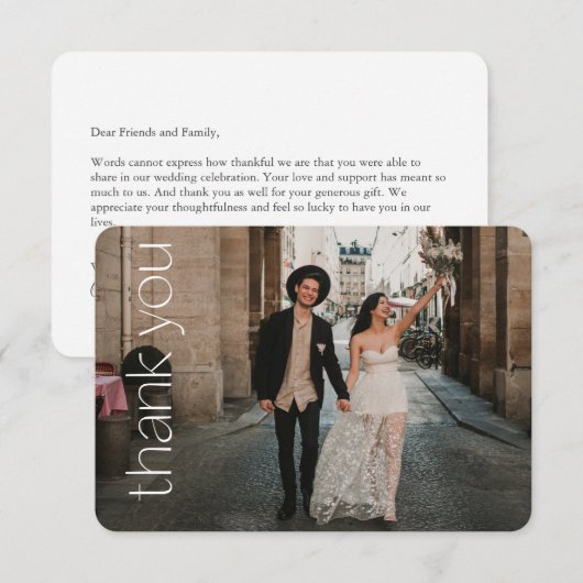 Moderne Typografie Berichten over foto-overlay Bedankkaart (Voorkant / Achterkant)