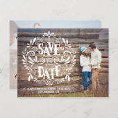 MODERNE TYPOGRAFIE | BESPAAR DE DATUM-BRIEFKAART AANKONDIGINGSKAART (Voorkant / Achterkant)