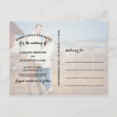 MODERNE TYPOGRAFIE | BESPAAR DE DATUM-BRIEFKAART AANKONDIGINGSKAART (Achterkant)