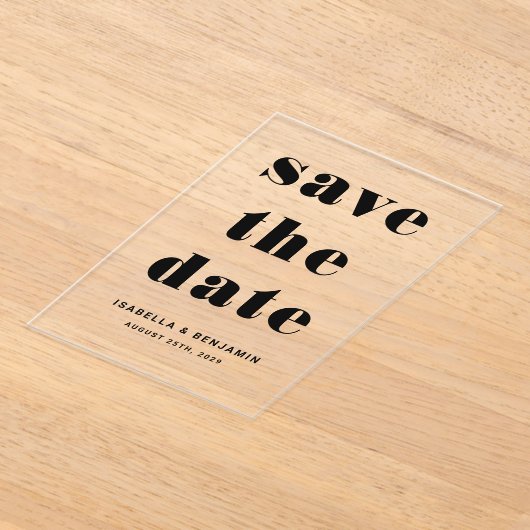 Moderne typografie bespaart de datum acryl uitnodigingen (Laagn)
