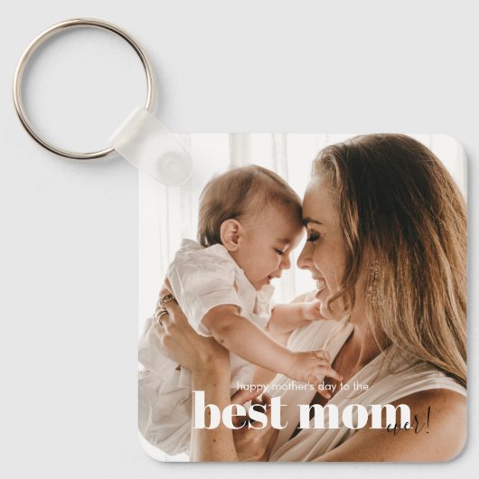 Moderne typografie Beste mama ooit foto Sleutelhanger (Voorkant)