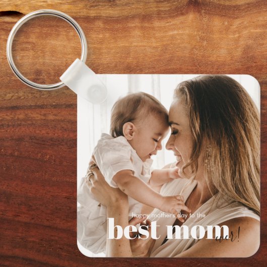 Moderne typografie Beste mama ooit foto Sleutelhanger (Voorkant)