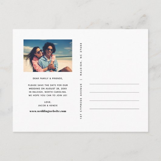 Moderne typografie | Bewerkbare kleuren De datum o Aankondigingskaart (Achterkant)