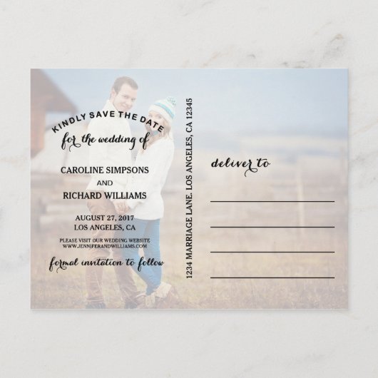 MODERNE TYPOGRAFIE | BLACK |DE DATUM BRIEFKAART OP (Achterkant)