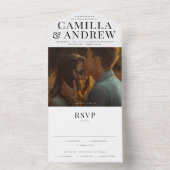 Moderne Typografie Black en White Photo Wedding All In One Uitnodiging (Binnen)