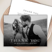 Moderne Typografie Black en White Photo Wedding Bedankkaart
