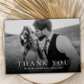 Moderne Typografie Black en White Photo Wedding Bedankkaart