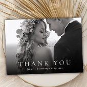 Moderne Typografie Black en White Photo Wedding Bedankkaart