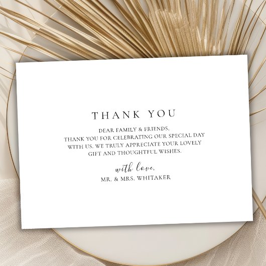 Moderne Typografie Black en White Photo Wedding Bedankkaart