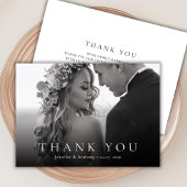 Moderne Typografie Black en White Photo Wedding Bedankkaart