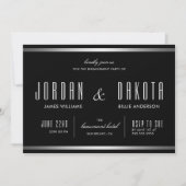Moderne Typografie Black & Silver Engagement Party Kaart (Voorkant)