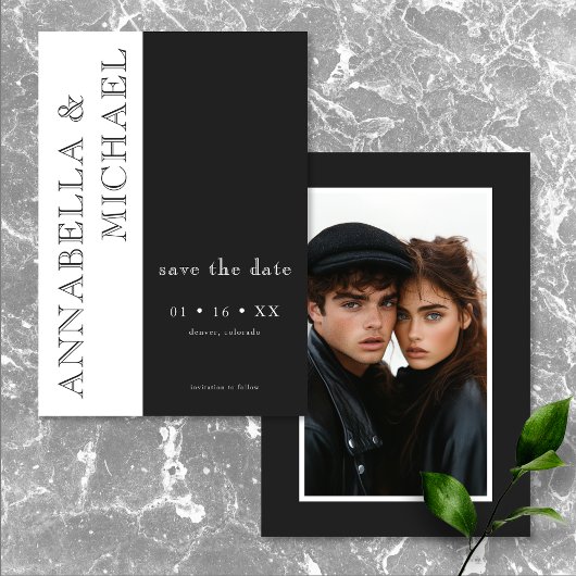 Moderne Typografie Black White Photo Wedding Save The Date