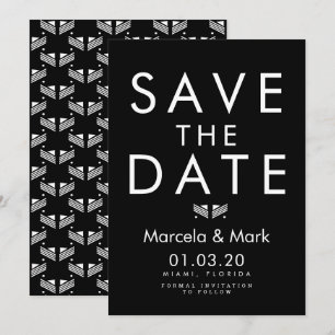 Moderne Typografie Black White Save the Dates Kaar Kaart