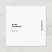Moderne Typografie Black&White Square Visitekaartj Vierkante Visitekaartje (Achterkant)
