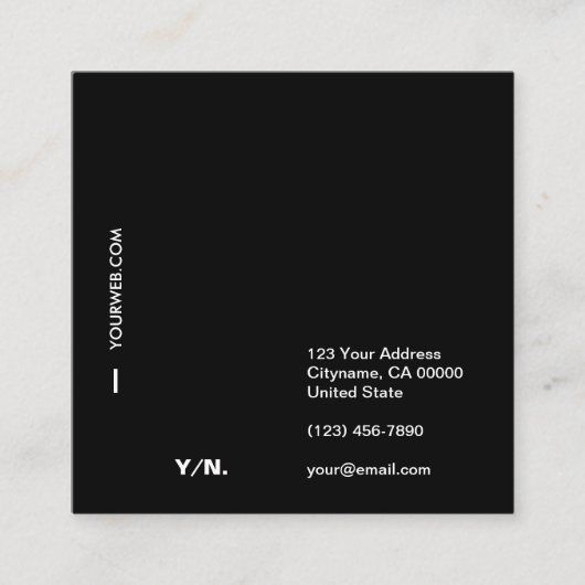 Moderne Typografie Black&White Square Visitekaartj Vierkante Visitekaartje (Voorkant)