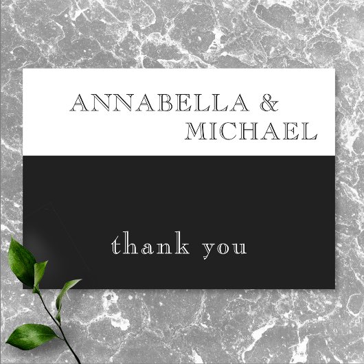 Moderne Typografie Black White Wedding Bedankkaart