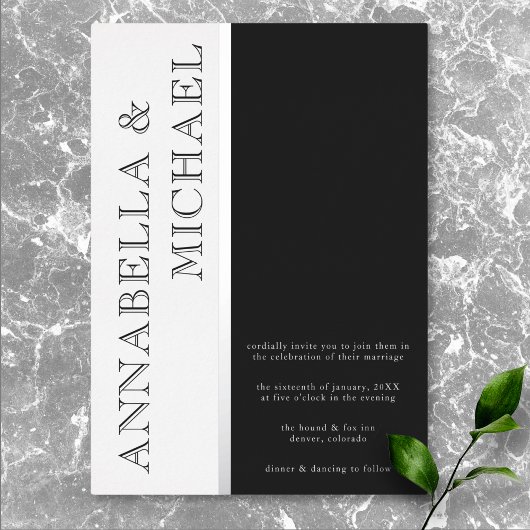 Moderne Typografie Black White Wedding Folie Uitnodiging