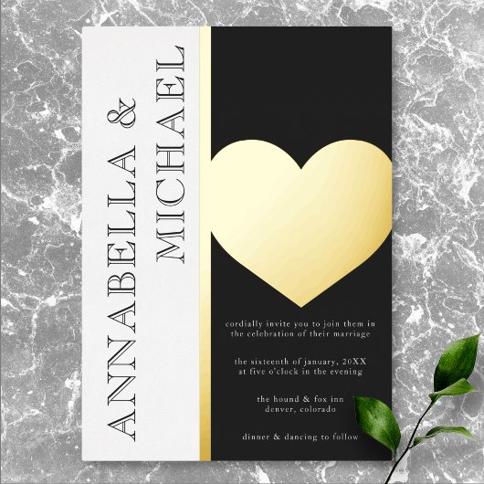 Moderne Typografie Black White Wedding Folie Uitnodiging