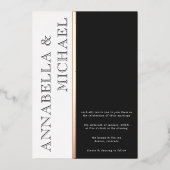 Moderne Typografie Black White Wedding Folie Uitnodiging (Voorkant)