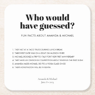 Moderne Typografie Black White Wedding Fun Facts Kartonnen Onderzetters