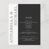 Moderne Typografie Black White Wedding Informatiekaartje (Voorkant)