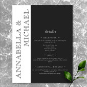 Moderne Typografie Black White Wedding Informatiekaartje