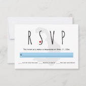 Moderne typografie blauw Santorini bruiloft RSVP k (Voorkant)