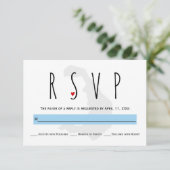 Moderne typografie blauw Santorini bruiloft RSVP k (Staand voorkant)