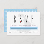 Moderne typografie blauw Santorini bruiloft RSVP k (Voorkant / Achterkant)