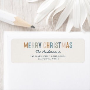 Moderne typografie blauw terracotta kerstscript etiket