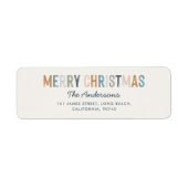 Moderne typografie blauw terracotta kerstscript etiket (Voorkant)