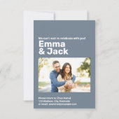 Moderne typografie Blauw Vet RSVP Huwelijk (Achterkant)