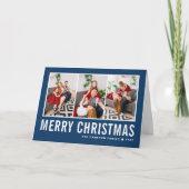 Moderne Typografie Blauwe Fotocollage Kerstmis Feestdagen Kaart (Voorkant)