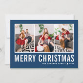 Moderne Typografie Blauwe Fotocollage Kerstmis Feestdagenkaart (Voorkant)