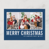 Moderne Typografie Blauwe Fotocollage Kerstmis Feestdagenkaart (Voorkant)