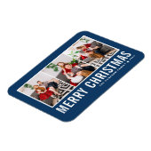 Moderne Typografie Blauwe Fotocollage Kerstmis Magneet (Linkerzijde)